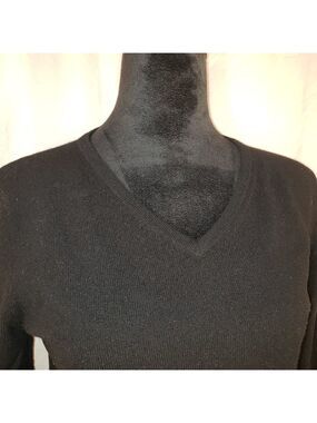 Jules Allen Black 100% Cashmere V neck Sweater M